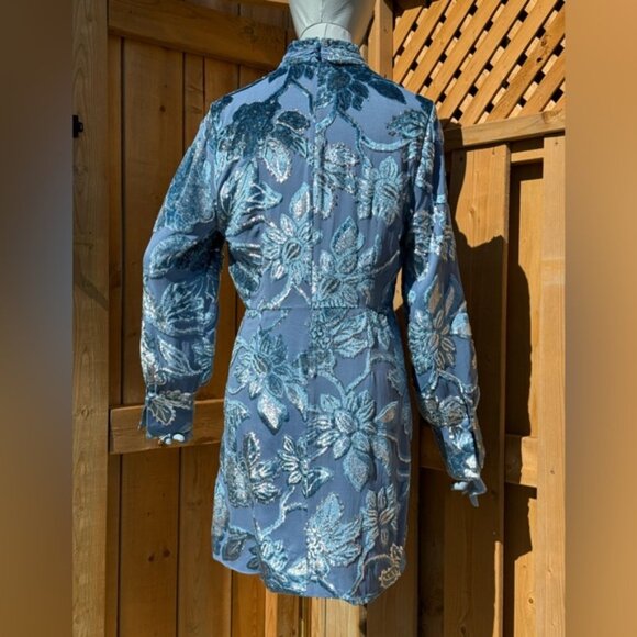 🆕 SIMKHAI 🧿 NWOT Halen Draped Velvet Mini Dress, Celestial Blue - Sz US 6 - Picture 8 of 15